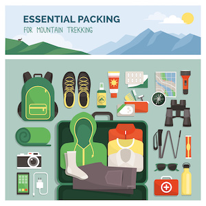 Essential packing for mountain trekking